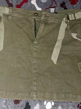 Olive Green Mini Skirt with Utility Belt